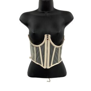 Women's Nude Mesh‎ Bustier size Medium NWT with zipper  1016